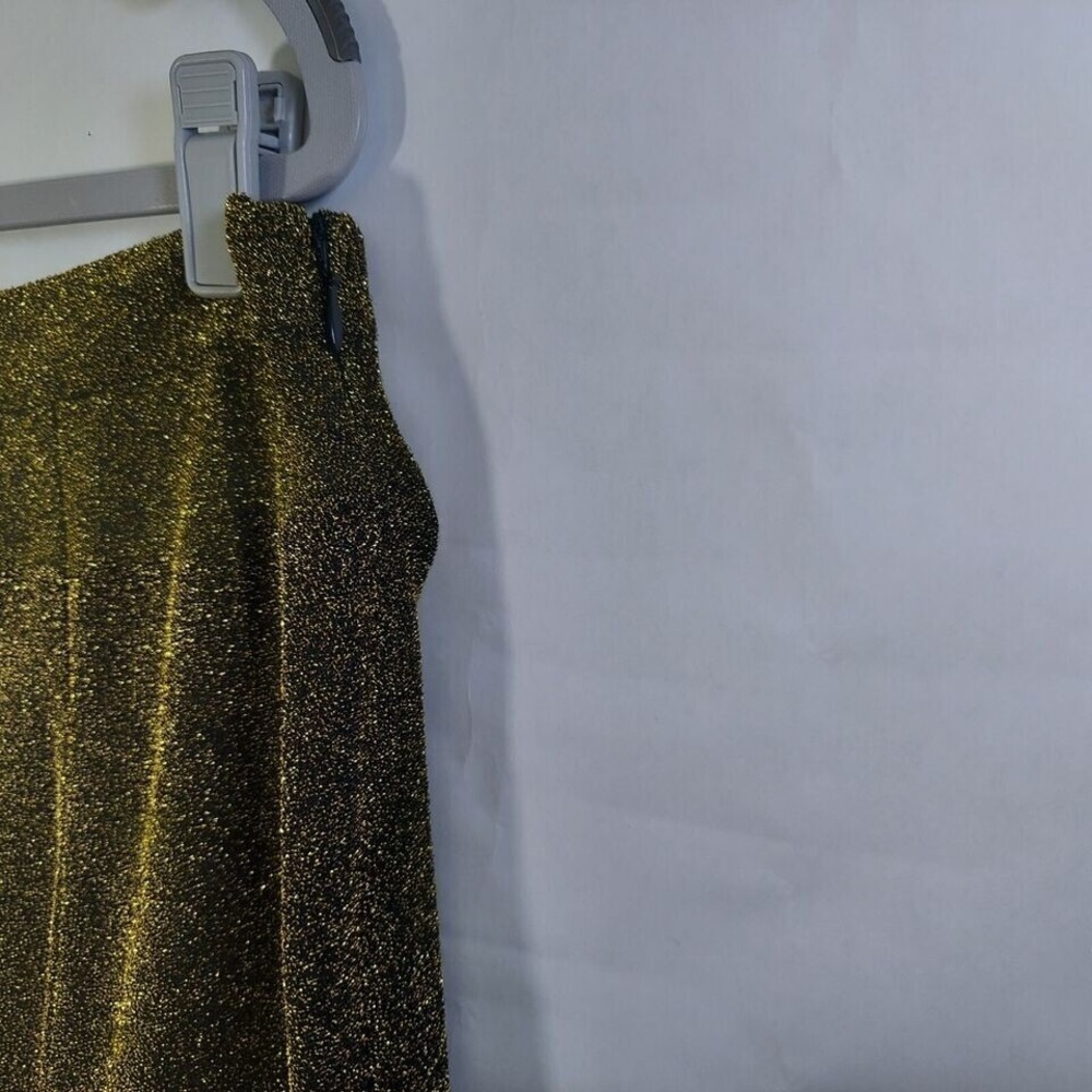 Michael‎ Kors Women Skirt L Gold Metallic Shimmer Hi Lo Stretch Trumpet Disco - Picture 7 of 13